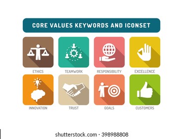 Core Values Flat Icon Set