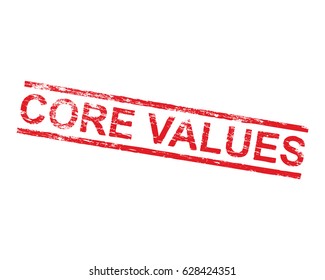 Core values grungy rubber stamp symbol
