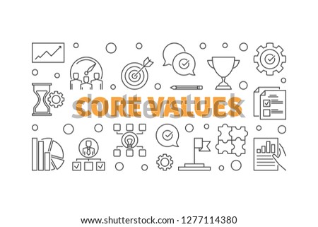 Core Values horizontal concept illustration or banner in thin line style