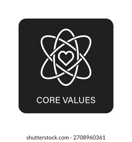 Core values ​​single icon. Values ​​symbol or logo with silhouette style on white background. Vector illustration	