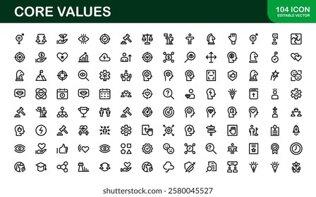 Core Values Icon Pack. Professional Line Art for Integrity, Collaboration, Innovation, and Corporate Branding