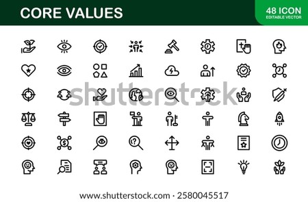 Core Values Icon Pack. Professional Line Art for Integrity, Collaboration, Innovation, and Corporate Branding