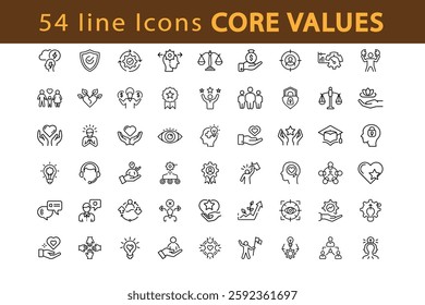  core values icon set for graphic