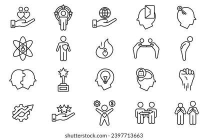 core values icon set. integrity, passion, respect, creativity, humility, empathy, etc. line icon style design. simple vector design editable