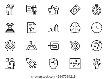 Core Values Icon Set. Minimal and Modern Vector Icons for Integrity, Ethics, Leadership, UI, Web, Mobile, and Business Graphic Design Projects