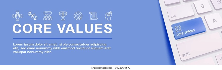 Core Values icon set and web header banner showing icons of core values