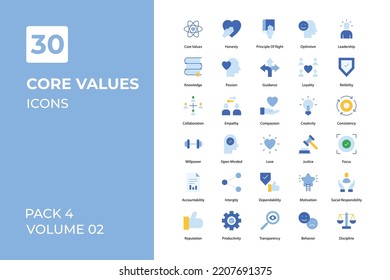 Core Values icons collection. Set vector line with elements for mobile concepts and web apps. Collection modern icons.