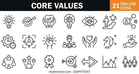 "Core Values Icons Representing Integrity, Excellence, Innovation, and Collaboration"