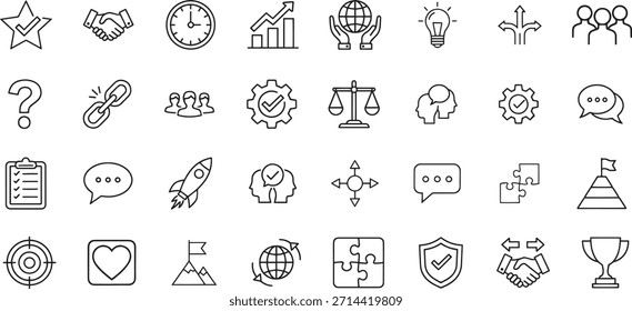 Core Values Icons Set for Business, Leadership, Motivation, and Personal Growth