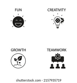 core values icons set . core values pack symbol vector elements for infographic web