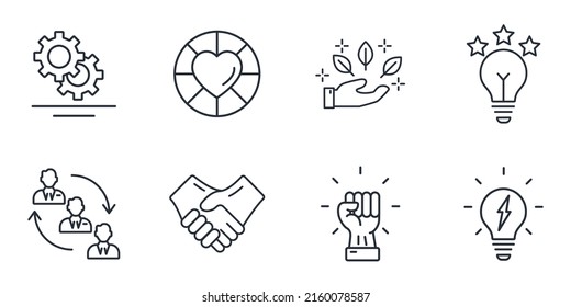 core values icons set . core values pack symbol vector elements for infographic web