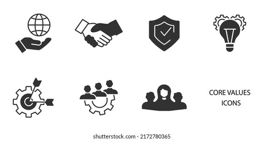 core values icons set . core values pack symbol vector elements for infographic web