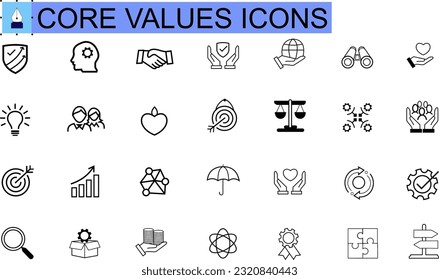 Core Values Icons Set Premium