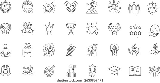 Conjunto de iconos editables de línea de valores principales