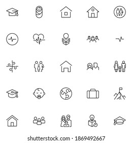 Core values line icon set. Collection of high quality black outline logo for mobile concepts and web apps. Core values set in trendy flat style. Vector illustration on a white background
