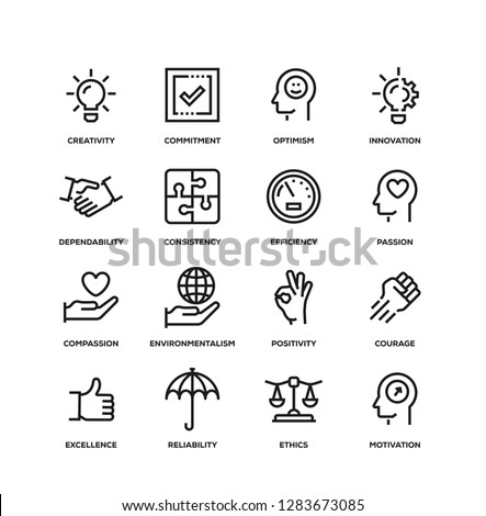 CORE VALUES LINE ICON SET