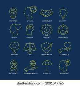 Core values line icon set.Vector illustration.