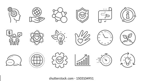 Core Values Line Icons. Integrity, Target Purpose And Strategy. Helping Hand, Social Responsibility, Commitment Goal Icons. Linear Set. Quality Line Set. Vector