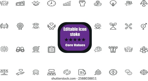 Core values line icons. Integrity