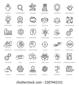 Core values line icons. Vector outline symbols