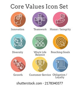 Core Values or Mission and Vision Icon Set