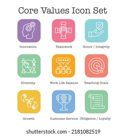 Core Values or Mission and Vision Icon Set