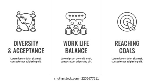 Valores básicos o conjunto de iconos de misión y visión