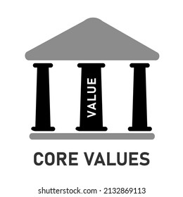 core values of organization orcompany represented with building column symbol of integrity commitment and priciples icon vector