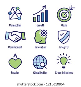 Core Values Outline or Line Icon Conveying Integrity & Purpose