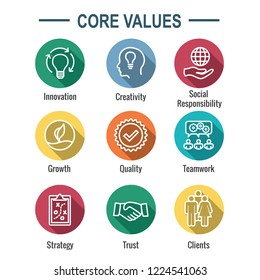 Core Values Outline or Line Icon Conveying Integrity & Purpose