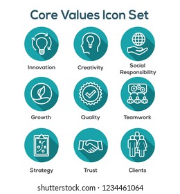 Core Values Outline or Line Icon Conveying Integrity & Purpose