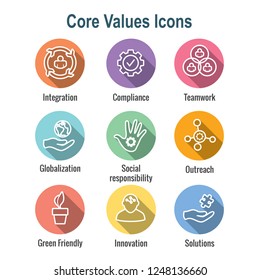 Core Values Outline or Line Icon Conveying Integrity & Purpose