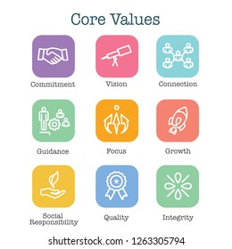 Core Values Outline or Line Icon Conveying Integrity & Purpose