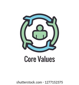 Core Values Outline or Line Icon Conveying Integrity & Purpose