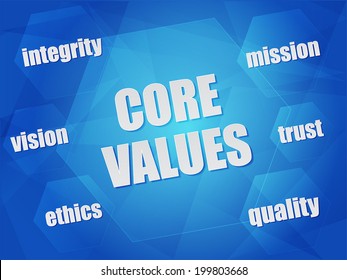 Core Values Quality Mission Ethics Integrity Stock Vector (Royalty Free ...