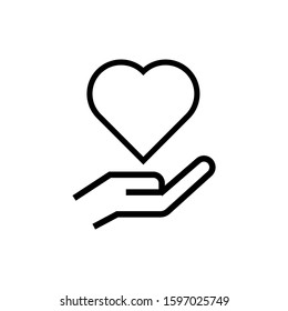 Core values, responsible icon heart symbol in lineart style on white background