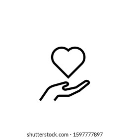 Core values, responsible icon heart symbol in lineart style on white background