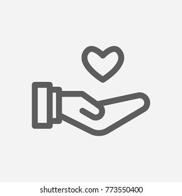 Core values: responsible icon line heart symbol. Isolated vector illustration on core values save heart sign responsible icon concept of company core values for your web site mobile app logo UI design