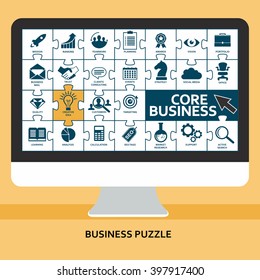 Core values. Set of business icons. Flat design vector illustration concept 