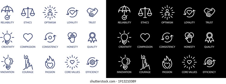 Core values set icon, vector illustration