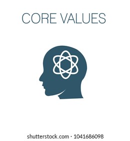 Core Values Solid Icon w person and collaborating / thinking ideas