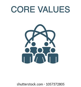 Core Values Solid Icon w person and collaborating / thinking ideas