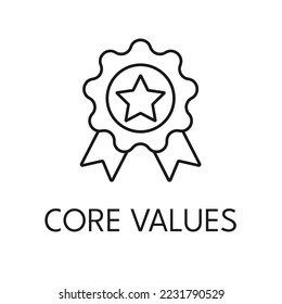Core values thin line icon on white background