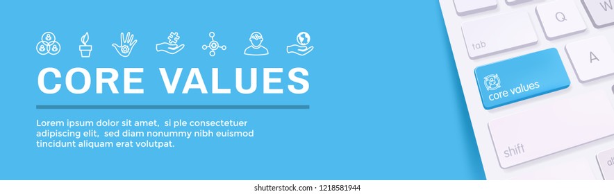 Core Values Web Header Banner image - Integrity, Mission, etc Icon Set