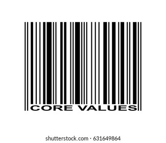 Core values word and barcode icon
