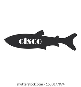 Coregonus albula vendance cisco fish black silhouette.