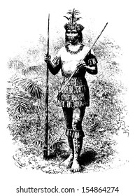 Coreguaje Indian of Amazonas, Brazil, drawing by Riou from a photograph, vintage engraved illustration. Le Tour du Monde, Travel Journal, 1881