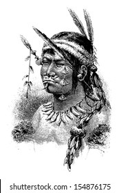 Coreguaje Indian of Amazonas, Brazil, drawing by Riou from a photograph, vintage engraved illustration. Le Tour du Monde, Travel Journal, 1881