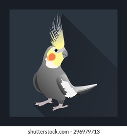 Corella parrot, exotic bird in flat style - vector illustration