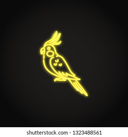 Corella parrot icon in glowing neon style